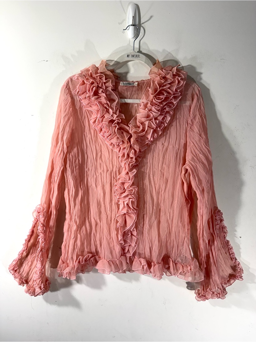 Kaelyn-Max Pink Pleated Ruffle Blouse 3X